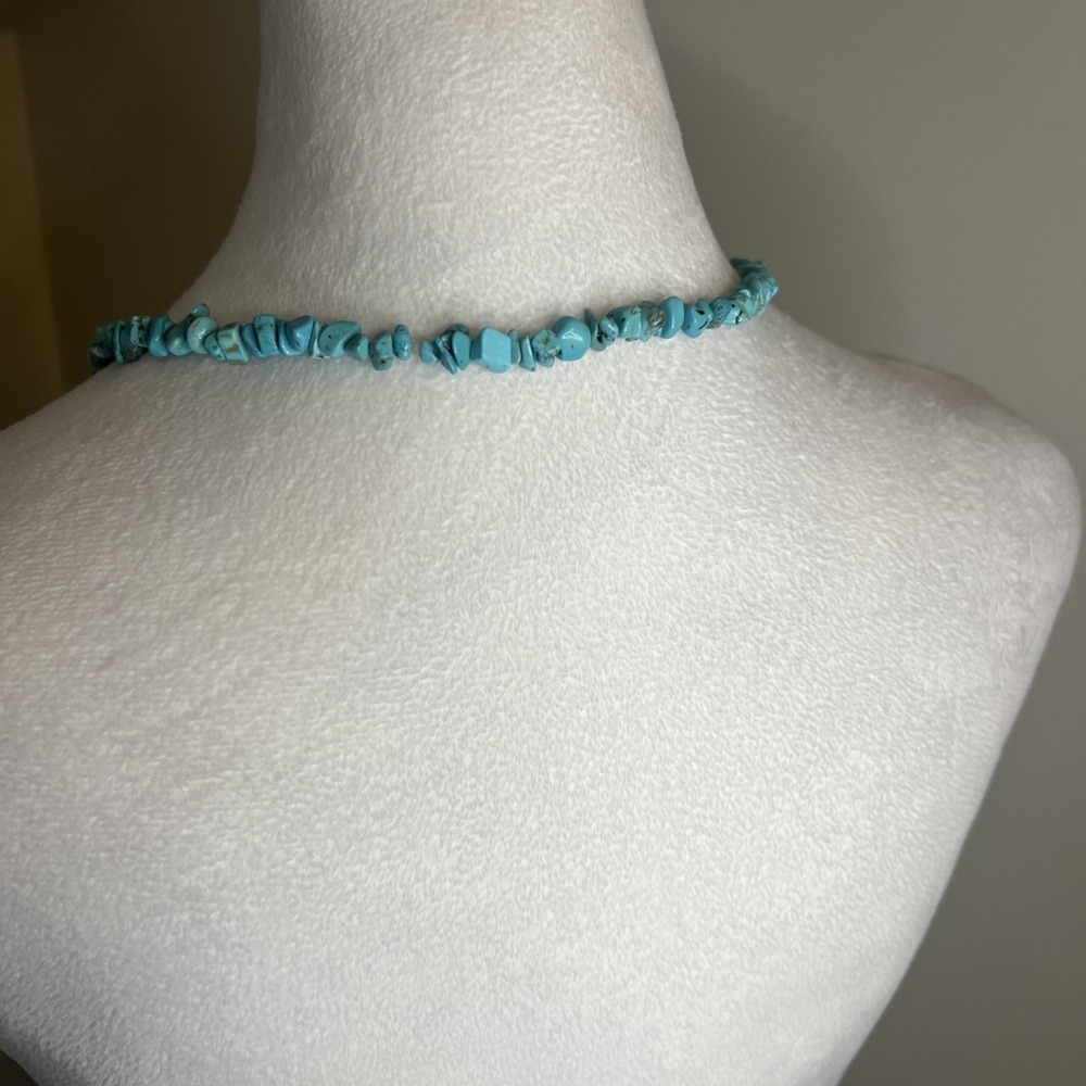 Teal Stone Chip Fashion Jewelry Endless Infinity Necklace 35" Long Beachy Boho - Picture 3 of 5